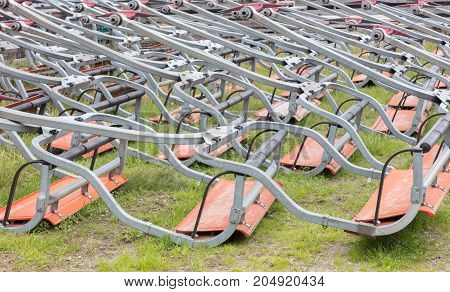 Ski Lift Chairs Waiting To Be Used In The Alps