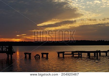 Necko lake at evening, Poland, Masuria, in podlasie.