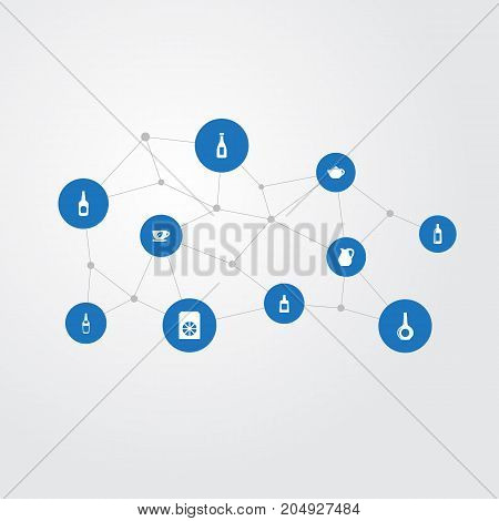 Elements Teakettle, Orange, Alcohol And Other Synonyms Jug, Teakettle And Lemonade.  Vector Illustration Set Of Simple Drinks Icons.