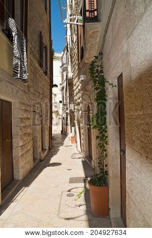 Characteristic alleyway of Molfetta. Puglia. Southern Italy.