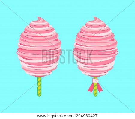 Fairy Floss, Cotton Candy or Candy Floss on a stick. Sweet fluffy treat.
