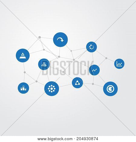 Elements Data, Decline, Hierarchy And Other Synonyms Surge, Graphic And Piece.  Vector Illustration Set Of Simple  Icons.