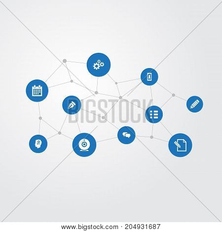 Elements Cogwheel, Gossip, Questionaire And Other Synonyms Speech, Cogwheel And Engineering.  Vector Illustration Set Of Simple User Icons.