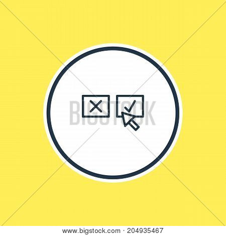 Beautiful Business Element Also Can Be Used As Recision  Element.  Vector Illustration Of Deside Task Outline.