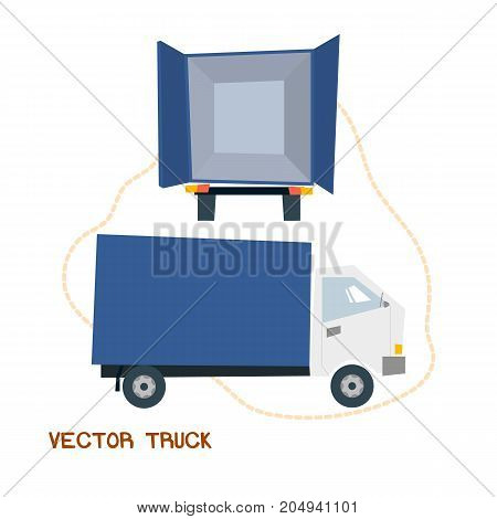 Delievery truck rear and side view cartoon style illustration vector EPS10