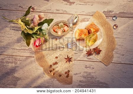 Plate With Baklava Top View