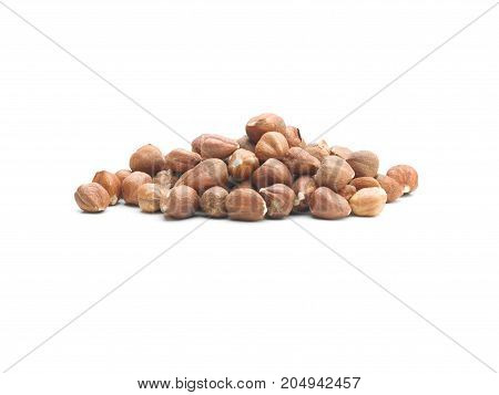 A pile of Hazlenuts on a white background