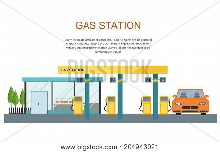 Gas filling station. Energy. Vector flat illustration