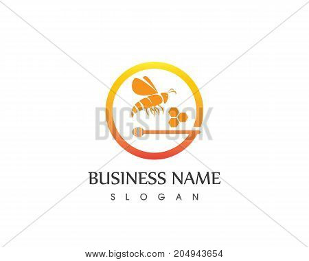 Honey And Bee Logo Design Template