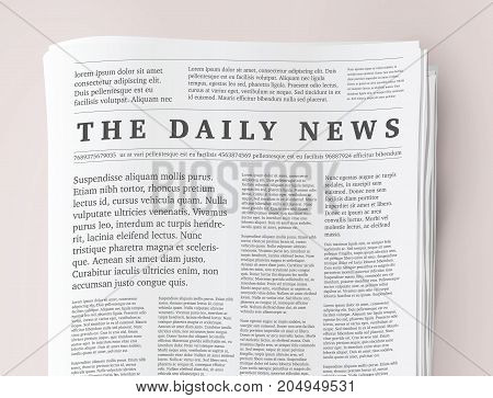Vector mock up of a blank daily newspaper. Fully editable whole newspaper in clipping mask.