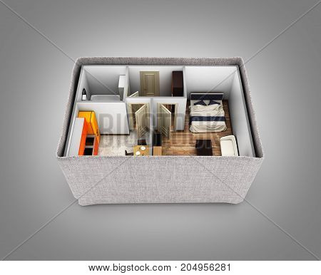 Interior Apartment Roofless Apartment Layout Inside The Box Concept Of Buying A Home Or Moving On Gr