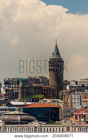 Looking Up To The Galata Tower In Beyoglu Istanbul
