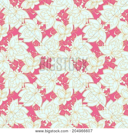 Seamless Pattern With Flowers And Bright Colors