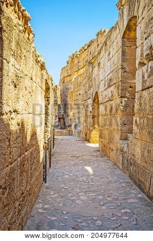 The Narrow Corridor Of El Jem Amphitheater