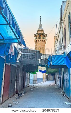 The Minaret Of Youssef Dey Mosque In Tunis