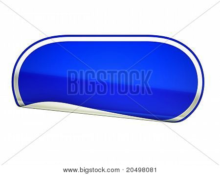 Blu arrotondato piegato adesivo o etichetta