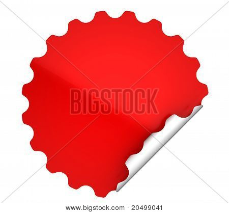 Rosso tondo piegato adesivo o etichetta