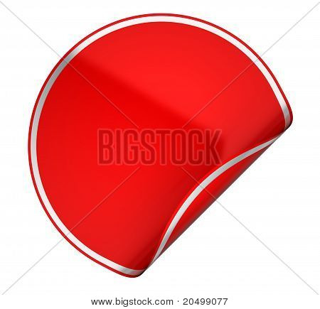 Rosso rotondo adesivo o etichetta su bianco