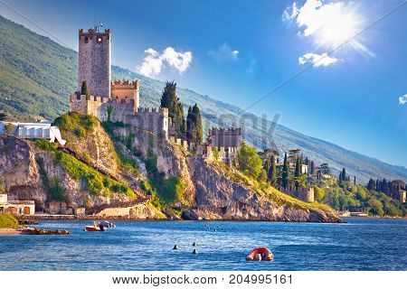 Town Of Malcesine Castle And Waterfront View