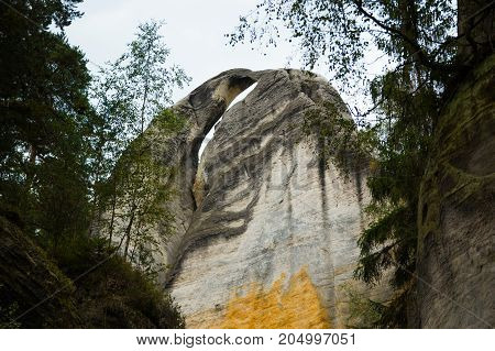 Unique rocks mountain Adrspasske skaly in national park Adrspach in Czech republic