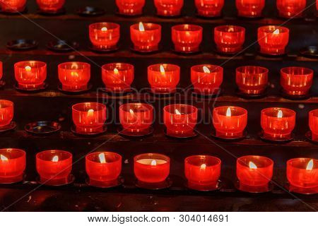 Candles In Theatine Church Of St. Cajetan Or Theatinerkirche In Munich. Germany