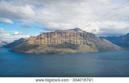 The Scenery View Of Cecil Peak (1,974 Metres) From Queenstown Skyline, New Zealand.