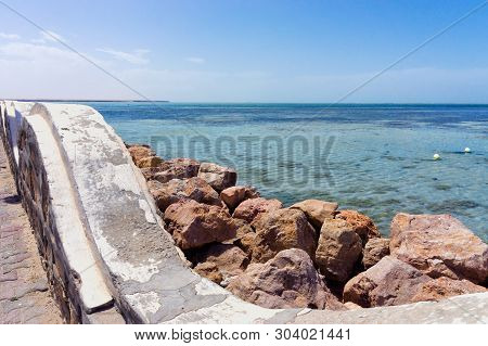 Waterfront View Of The Mediterrenean Sea On The Djerba Coast In Tunisia