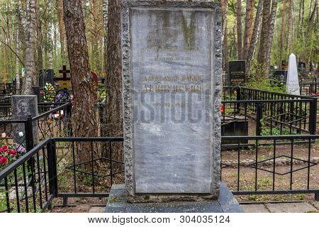Obninsk, Russia - May 2019: Grave Of Soviet Experimental Physicist Aleksandr Leipunskii At Konchalov