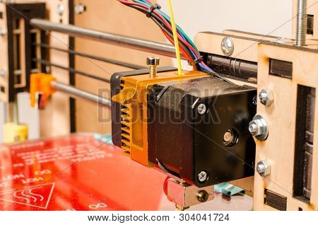 Modern 3d Printer Printing Figure Close-up Macro