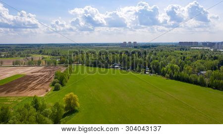 Top View On Flat Geometric Areas Of An Agricultural Field