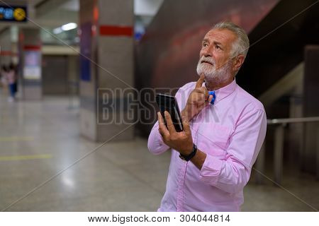 Handsome Senior Tourist Man Exploring The City Of Bangkok, Thail