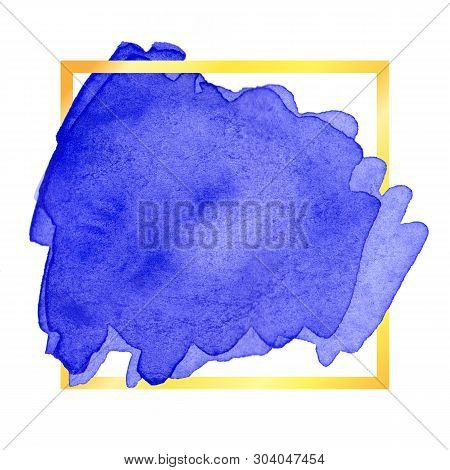 Watercolor Brush Stroke. Beautiful Overflowing Watercolor. Bright Color. With Frame.