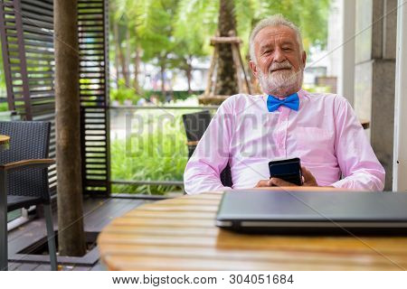 Handsome Senior Tourist Man Exploring The City Of Bangkok, Thail