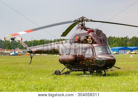 Balashikha, Moscow Region, Russia - May 25, 2019: Soviet Multipurpose Helicopter Mi-2m Ra-15768 Park