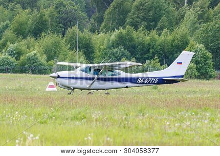 Balashikha, Moscow Region, Russia - May 25, 2019: American Light Airplane Cessna R182 Skylane Rg Ra-
