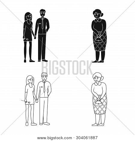 Vector Illustration Of Character And Avatar  Logo. Set Of Character And Portrait Stock Vector Illust