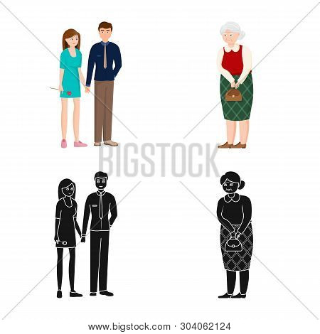Vector Illustration Of Character And Avatar  Logo. Set Of Character And Portrait Vector Icon For Sto