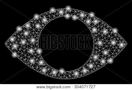 Bright Mesh Blind Eye With Glare Effect. Abstract Illuminated Model Of Blind Eye Icon. Shiny Wire Fr