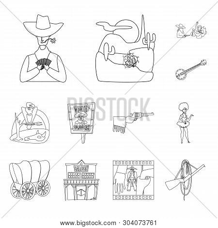 Vector Illustration Of Western And American Logo. Set Of Western And Farm Vector Icon For Stock.