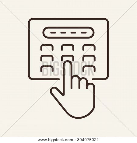 Hand Entering Passcode Line Icon. Atm, Button, Hand, Privacy. Business Security Concept. Vector Illu