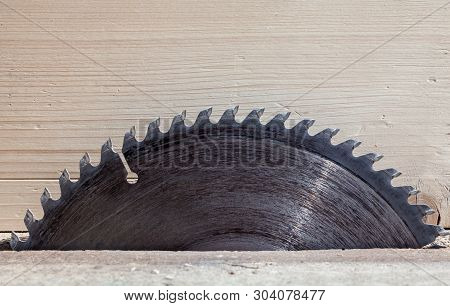 Circular Saw. Metal Toothed Disc. Joiners (carpenters) Tool For Cutting Wood. Close-up.