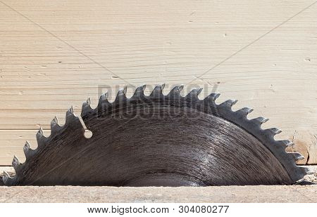 Circular Saw. Metal Toothed Disc. Joiners (carpenters) Tool For Cutting Wood. Close-up.