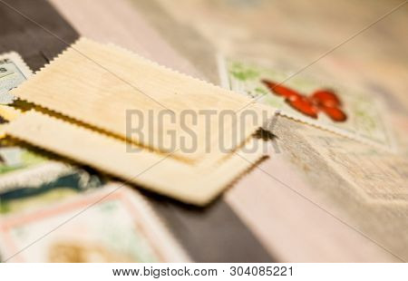 Kyiv, Ukraine -  March 24, 2019: Pile Of Stamps In The Stamp Album. Collection Of Stamps. Philately.