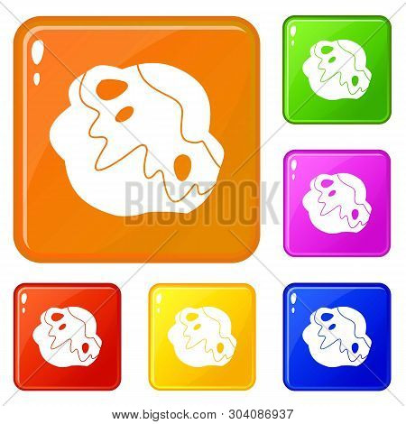 Moon Stone Icons Set Collection Vector 6 Color Isolated On White Background