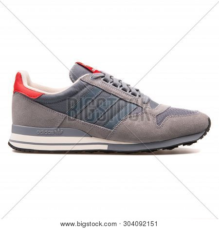 Vienna, Austria - August 10, 2017: Adidas Zx 500 Og Grey Sneaker On White Background.