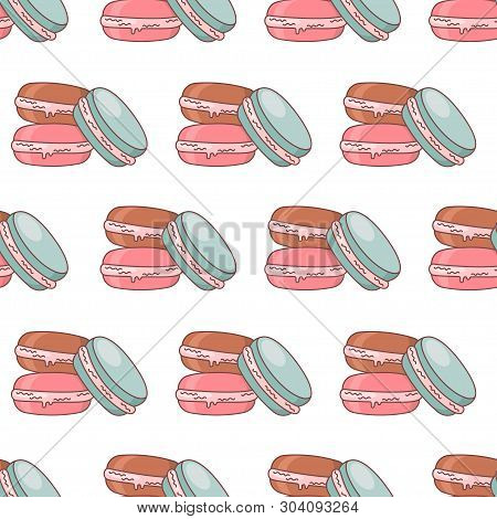 Seamless Pattern Icons. Bakery Texture. Colored Icon. In Trendy Flat Style Isolated On White Backgro