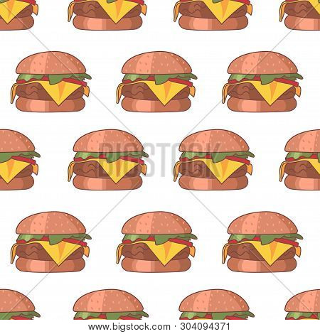 Seamless Pattern Icons. Bakery Texture. Colored Icon. In Trendy Flat Style Isolated On White Backgro