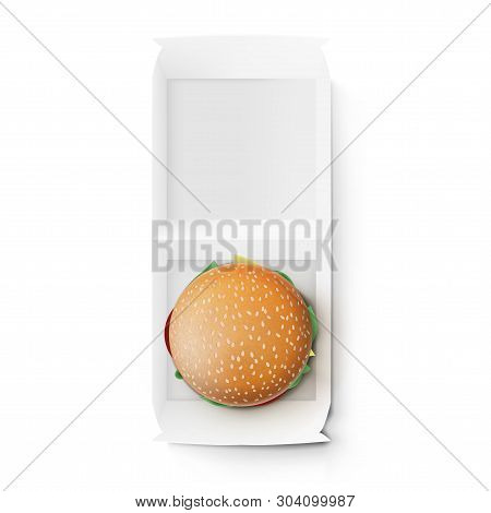 Realistic Fast Food White Paper Burger Package
