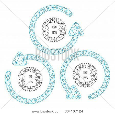 Mesh Bitcoin Mixer Rotation Model Icon. Wire Frame Polygonal Mesh Of Vector Bitcoin Mixer Rotation I