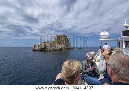 Passengers Sightseeing Tour Boat Coast Mallorca